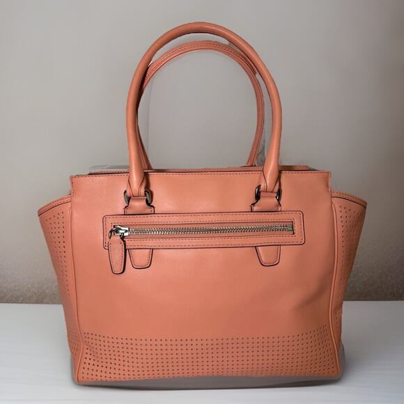 NWT Coach Legacy Perforated Leather Medium Candace Carryall 22390 Coral/Lt Sand - Picture 10 of 14